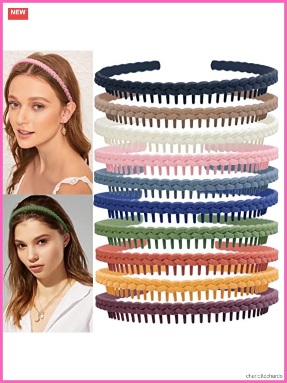 10 Pack Plastic Headbands with Teeth No Slip Comb Hair Bands Effortless